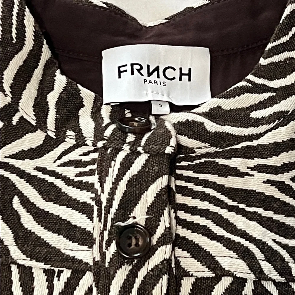 FRNCH Paris Zebra Print Belted Jacket Dress w/ Pockets